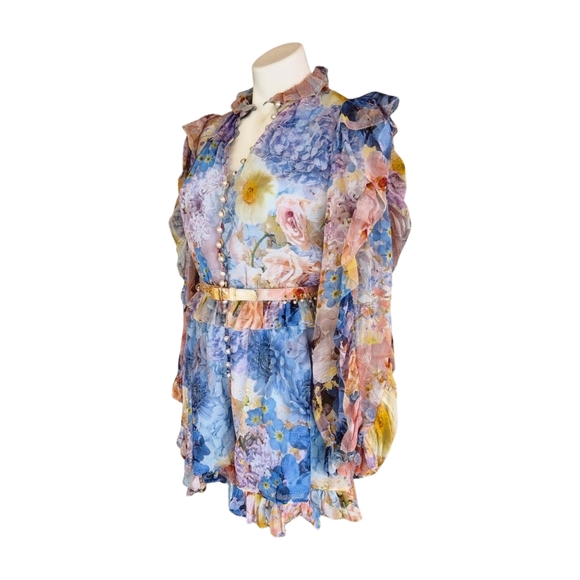 Zimmermann Rhythmic Ruffle Floral Playsuit Romper Size 0/US4 - Picture 9 of 17